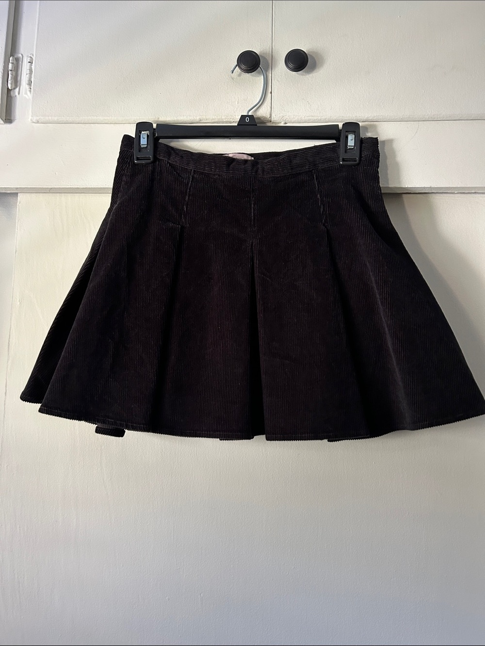 SO Black Corduroy Skater Mini Skirt